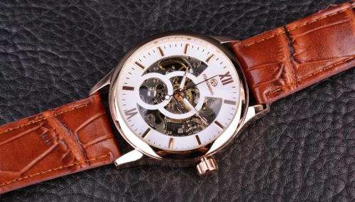 FORSINING Rose Gold Erkek Saat Skeleton Mechanical Watch