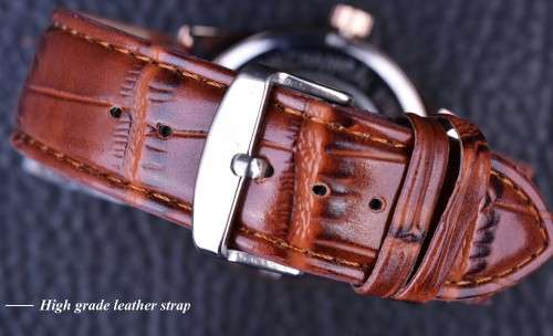 FORSINING Rose Gold Erkek Saat Skeleton Mechanical Watch