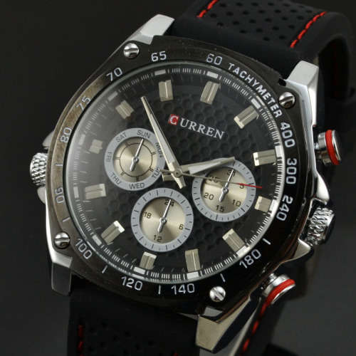 CURREN Men's Wrist Watch with Silicone Strap.