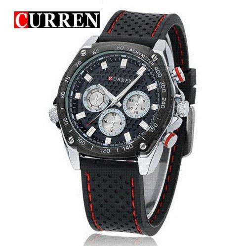 CURREN Men's Wrist Watch with Silicone Strap.
