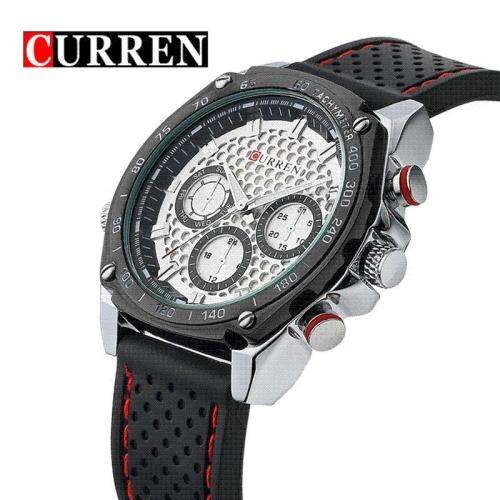 CURREN Men's Wrist Watch with Silicone Strap.