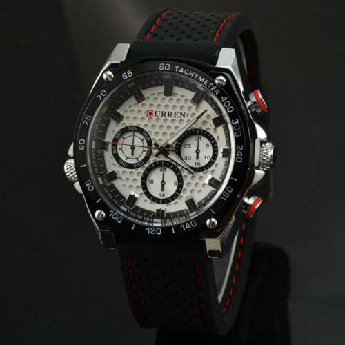 CURREN Men's Wrist Watch with Silicone Strap.