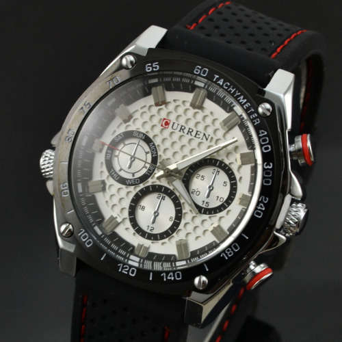 CURREN Men's Wrist Watch with Silicone Strap.