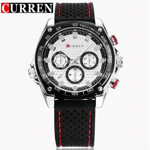 CURREN Men's Wrist Watch with Silicone Strap.