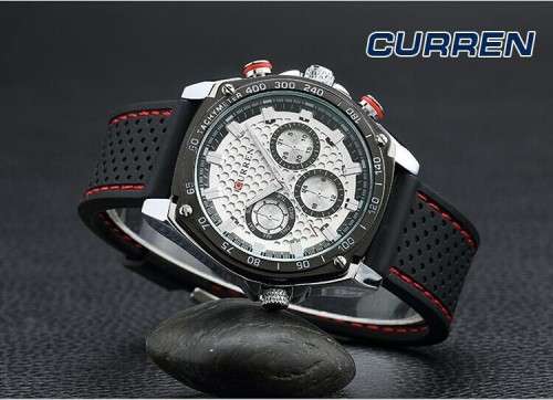 CURREN Men's Wrist Watch with Silicone Strap.