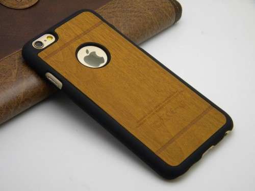 Apple iPhone 6 / 6S Phone Cover (Black with Woodgrain Finish)