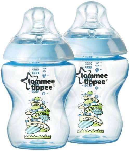 Tommee Tippee Closer to Nature 260 ml / 9 floz Blue Feeding Bottles (2-pack)