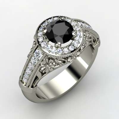 Certified 4.50CT Round Cut Real & Natural Black Diamond Engagement Ring.