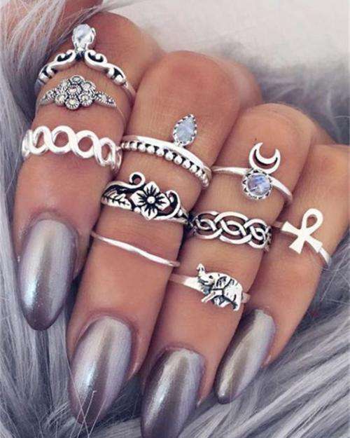 10PCS Punk Vintage Women Knuckle Rings x Two sets Gold and Silver on this bid
