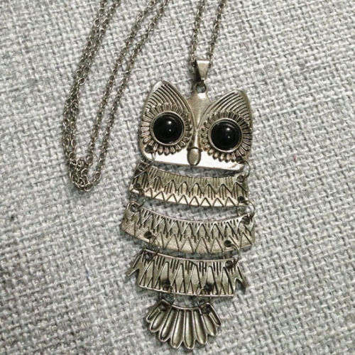 Vintage Bronze Owl Pendant Necklace
