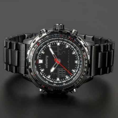 INFANTRY MILITARY CO. Aviation Cockpit Dual Time Watch Brand new BOXED, FULLY LOADED!