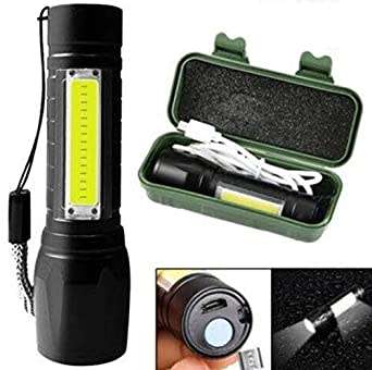 Torch Light Mini Waterproof Portable LED COB Flashlight USB Rechargeable 3 Modes Light Flashlight