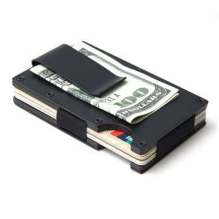 SLIM ALUMINIUM RFID CARD WALLET WITH MONEYCLIP (BLACK)