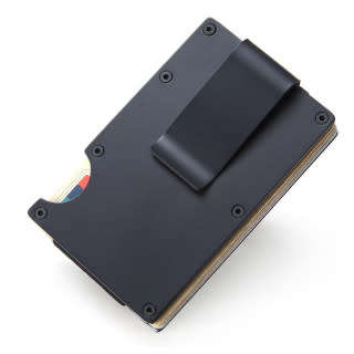 SLIM ALUMINIUM RFID CARD WALLET WITH MONEYCLIP (BLACK)