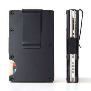 SLIM ALUMINIUM RFID CARD WALLET WITH MONEYCLIP (BLACK)
