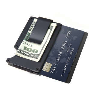 SLIM ALUMINIUM RFID CARD WALLET WITH MONEYCLIP (BLACK)