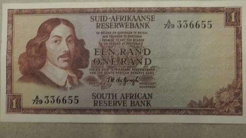 R2 Note G de Kock --R1-00 Note T W De Jongh + R1,50C,20C,10C,5C,2C,1C and 1/2cent coins