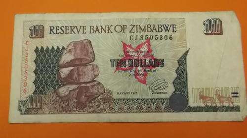 Zimbabwean Ten  Dollar Issued Harare 1997