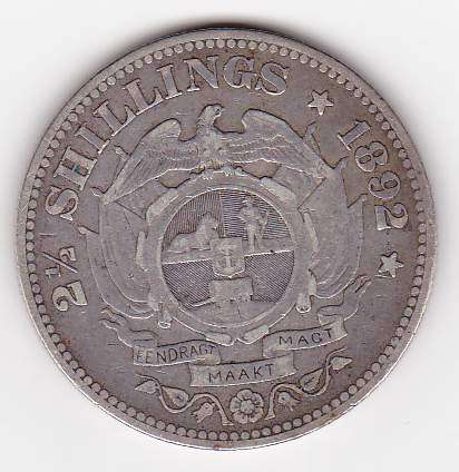 1892 ZAR 2 1/2 Shilling(Half Crown) in Fantastic Condition