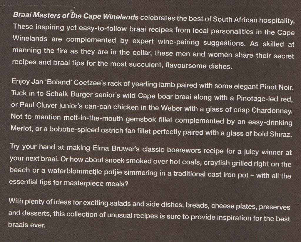 BRAAI MASTERS OF THE CAPE WINELANDS compiled by Wines of South Africa