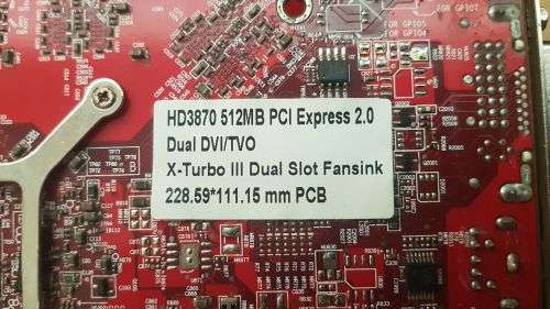 ATI Radeon HD3870, 512MB DDR4, PCI Express 2.0, Dual DVI