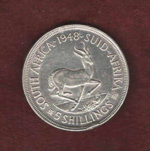 1948 South Africa 5 SHILLINGS [CROWN] Silver