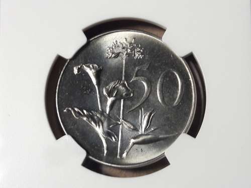 1965 RSA 50 CENT AFRIKAANS NGC GRADED MS 65