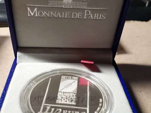 2007 1 ½ Euro Rugby World Cup SILVER MEDALLION RARE AND SOUGHT AFTER  22.8 g