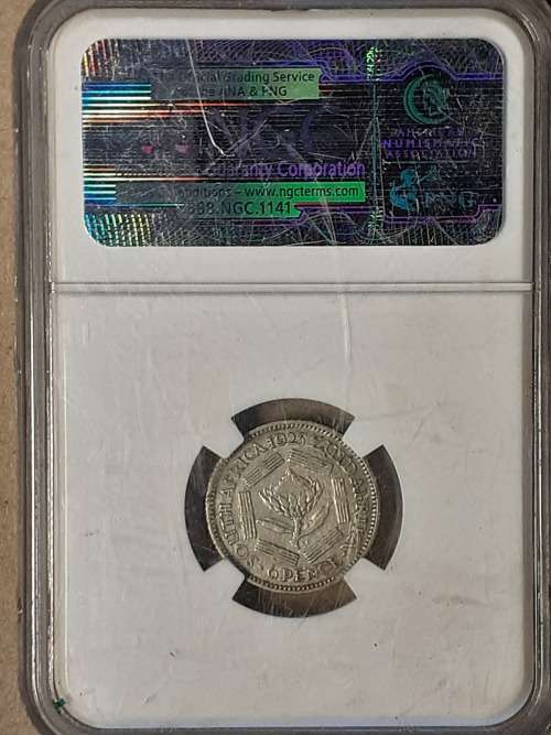 1925 SA UNION 6 PENCE NGC GRADED VF DETAILS