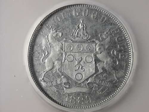 1889 CAPE OF GOOD HOPE PENNY. PATTERN COIN NICKEL PLATED. HERNS CATALOGUE C5. SANGS GRADED PROOF 62