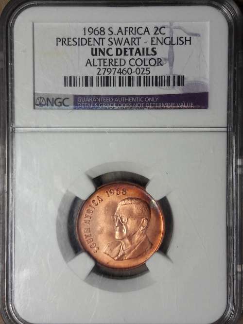 1968 RSA 2 CENT ENGLISH NGC GRADED UNC DETAILS