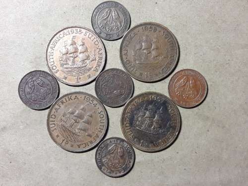 A LOT OF 9 SA UNION COINS