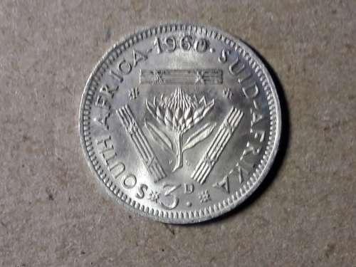 1960 SA UNION SILVER THREEPENCE [High Grade]