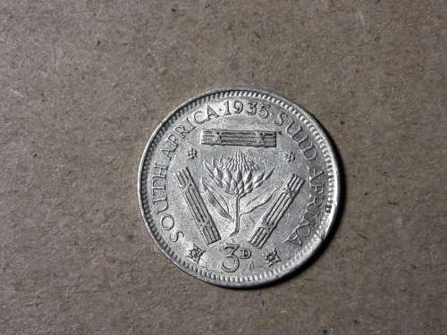 1935 SA UNION SILVER THREEPENCE