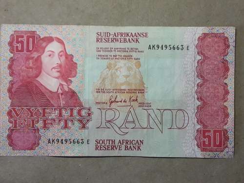SOUTH AFRICAN R50 NOTE, GERHARD DE KOCK [Almost uncirculated]