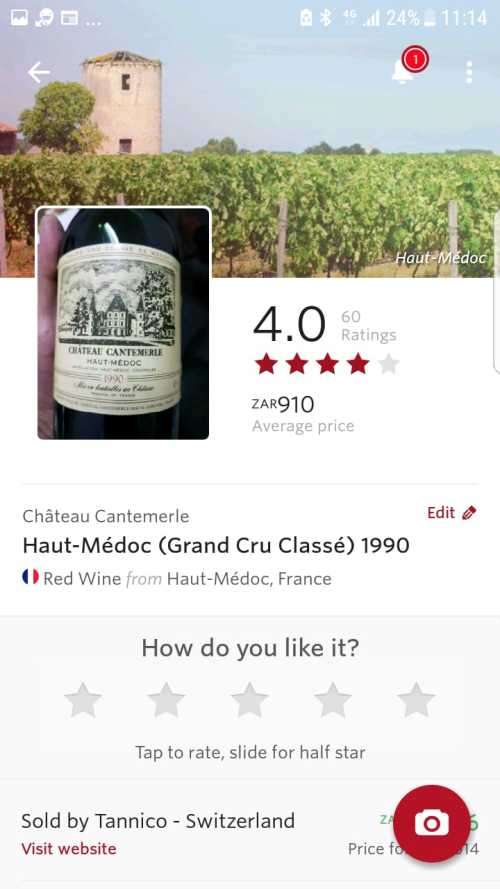1990 Chateau Cantemerle 750 ml RED WINE [Produce of France]