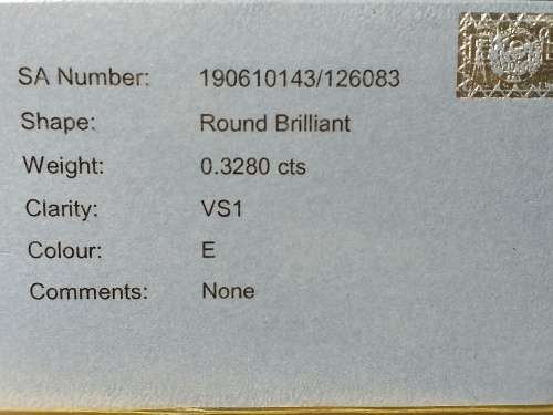 E.G.L. GRADED BRILLIANT ROUND DIAMOND [0.328 ct] VS1, E.