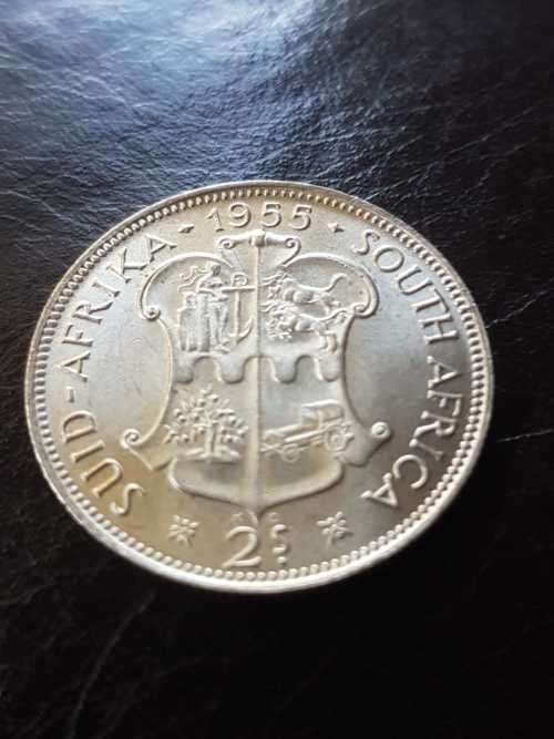 1955 SA UNION SILVER 2 SHILLINGS