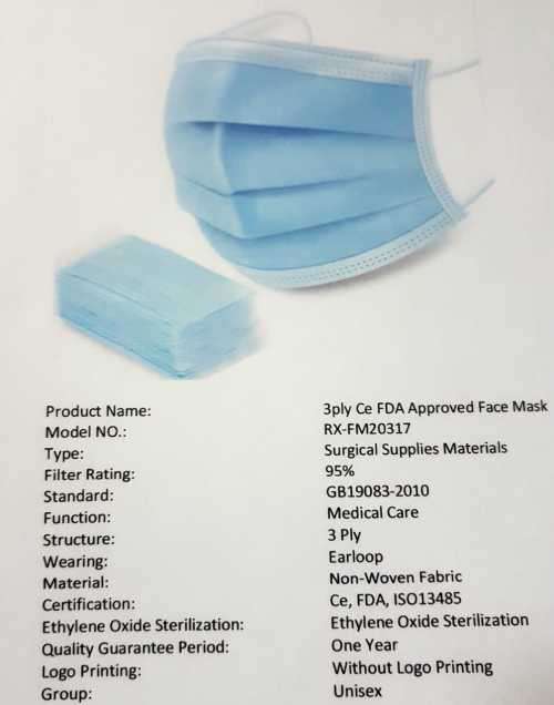 3 PLY Ce and FDA Approved Face Mask [95% Filter Rating] IT IS LAW TO WEAR A MASK IN PUBLIC