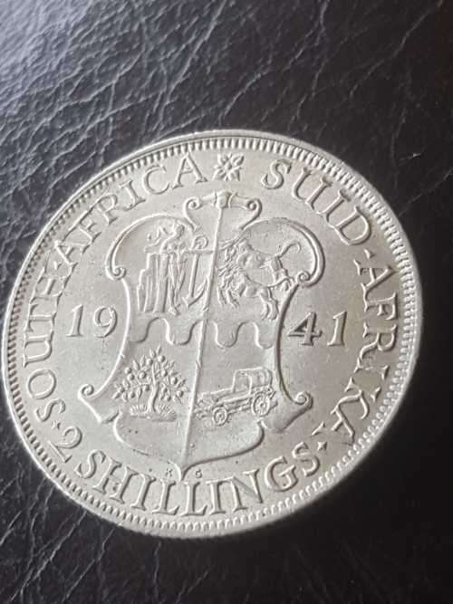 1941 SA UNION SILVER 2 SHILLINGS