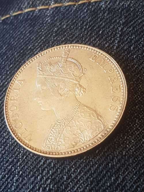 1892 INDIA SILVER 1 Rupee - Victoria [Ganga Singh] (Rare in this Condition)