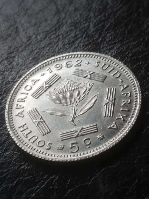 1962 RSA SILVER 5 CENT [UNC]