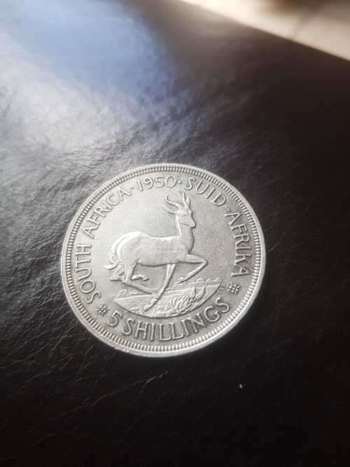 1950 SA UNION SILVER 5 SHILLINGS