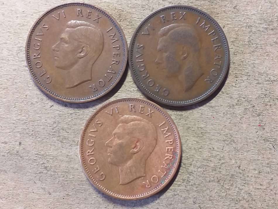1938, 1940 and 1943 SA UNION HALF PENNY [One bid for all]