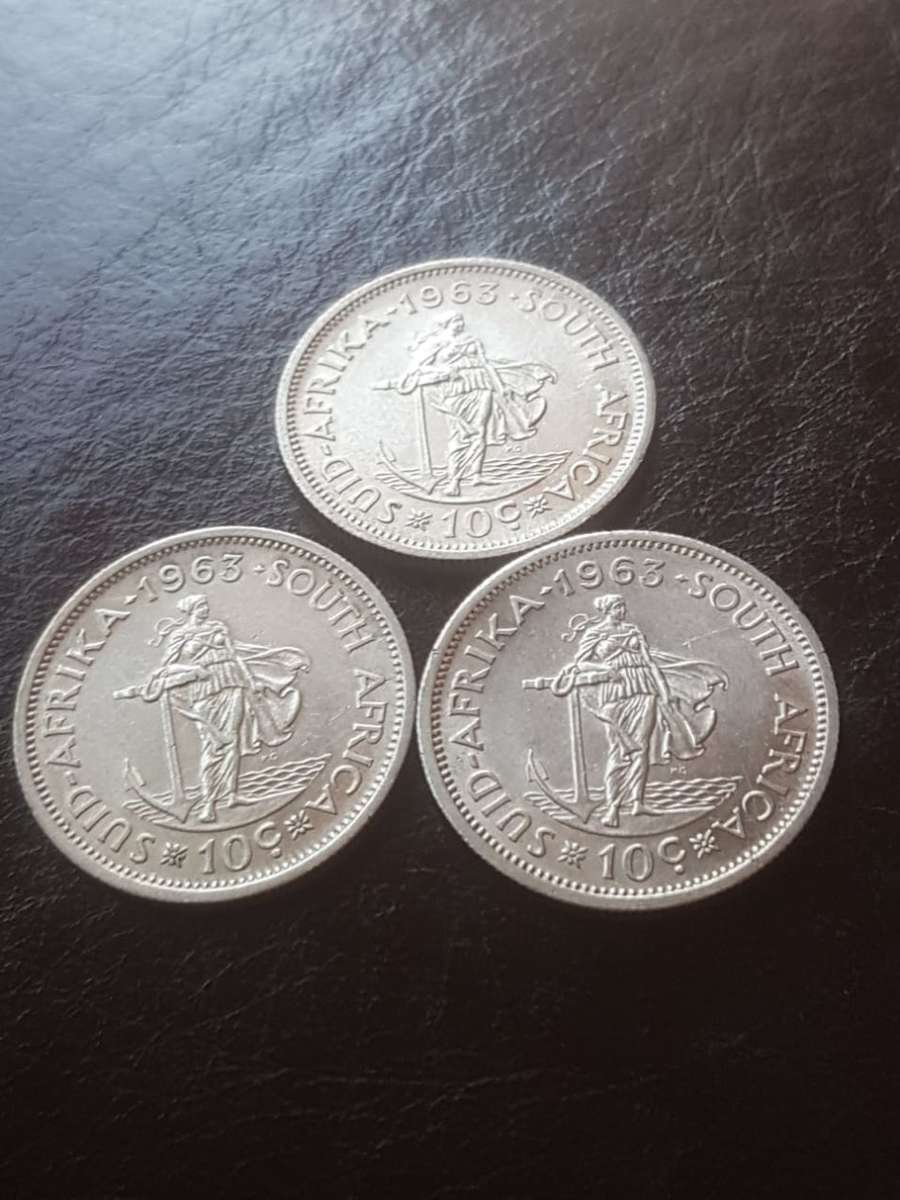 3 x 1963 RSA SILVER 10 CENT [Bid per coin to take all]