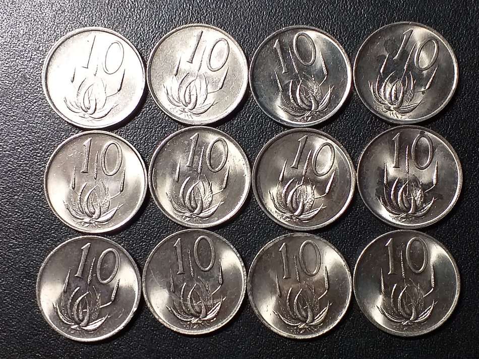 A LOT OF 12 RSA NICKEL 10 CENTS  [All Mint State]