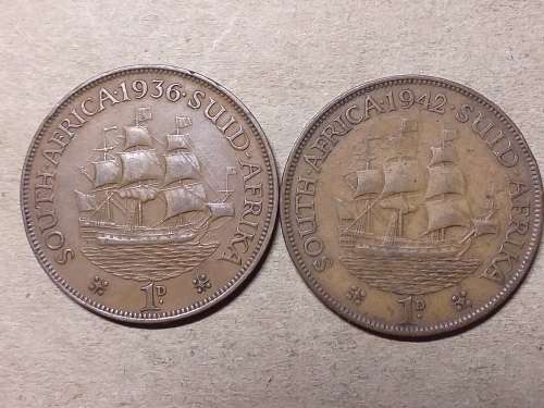 1936 AND 1942 SA UNION PENNIES