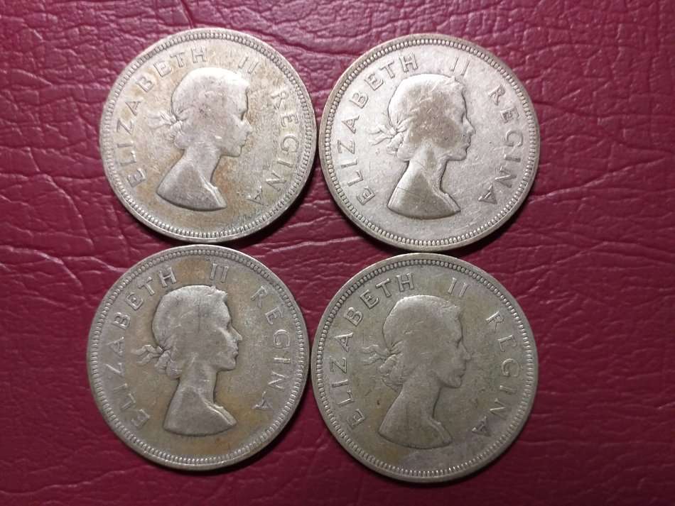 4 x 1957 SA UNION SILVER 2.5 SHILLINGS [Bid per coin to take all]