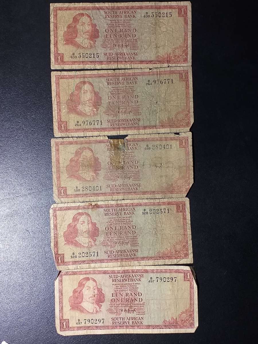 5 x RSA R1 NOTES T.W. DE JONGH [Bid per note to take all]