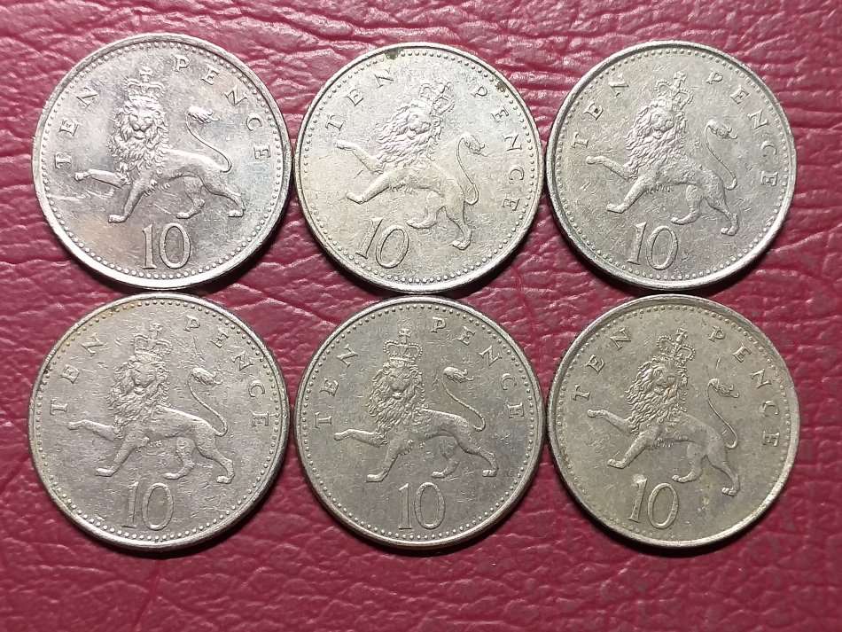 A LOT OF 6 BRITISH 10 PENCE [Bid per coin to take all]